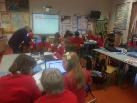 5th & 6th Class working on Target Boards for Maths week.